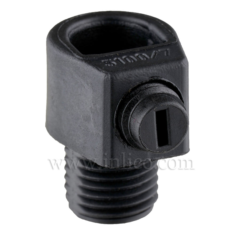 HEAT RESISITANT T150 10MM GRUBSCREW CORDGRIP MALE BLACK WITH 8MM THREAD (POLYBUTYLENE)